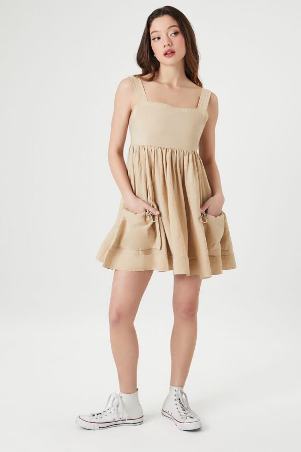 A-Line Drawstring Mini Dress