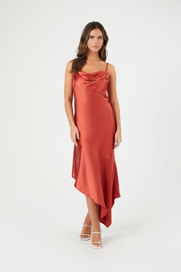 Asymmetrical Satin Cami Dress