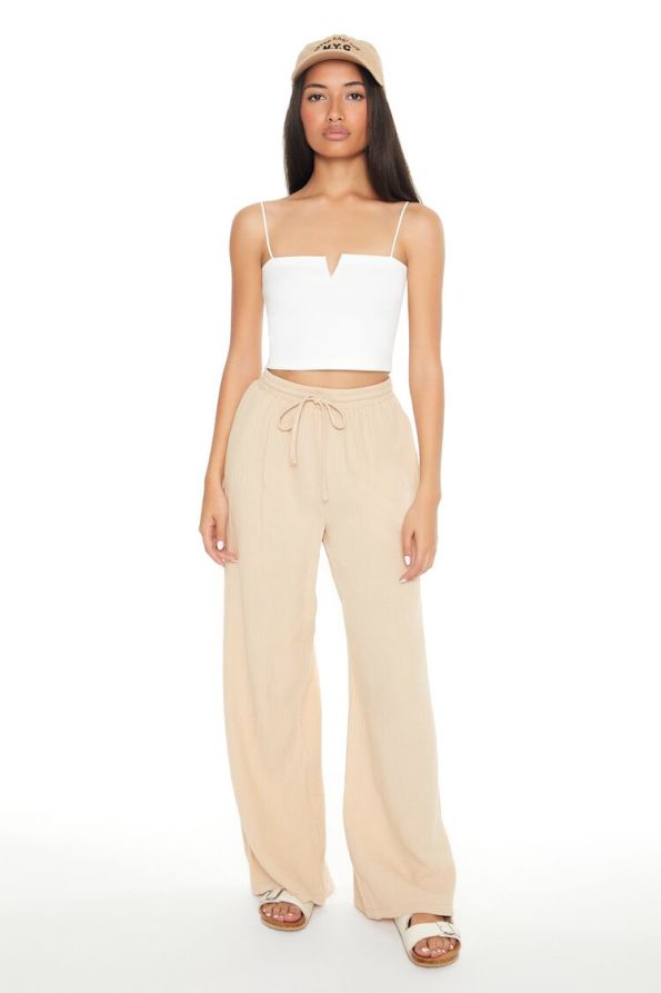 Wide-Leg Drawstring Pants