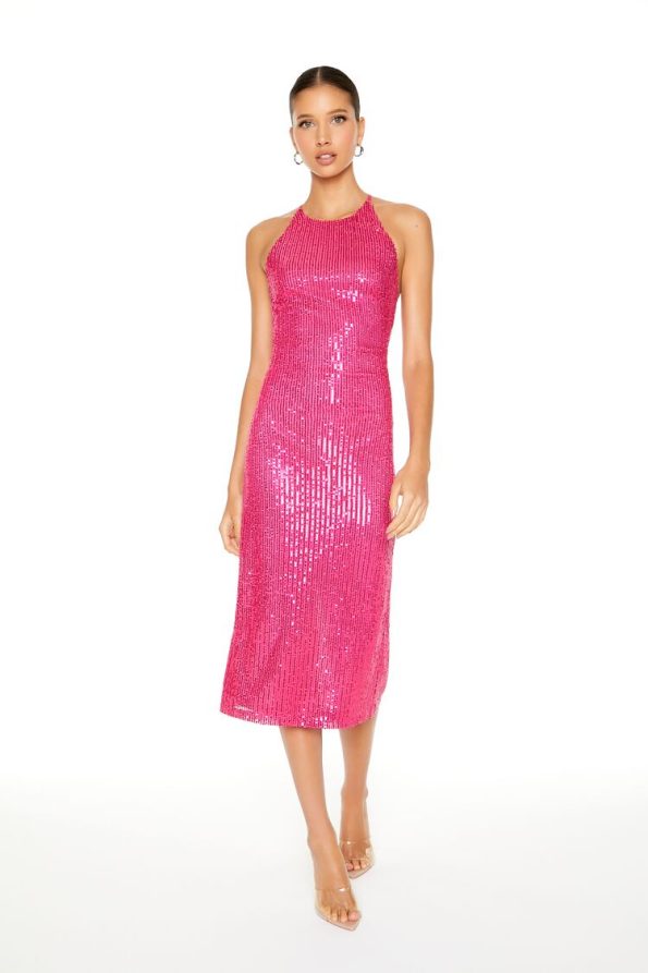 Sequin Crisscross Midi Dress