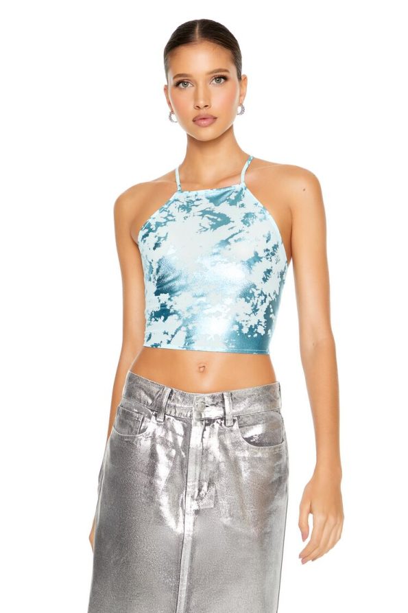 Metallic Burnout Tie-Back Cami