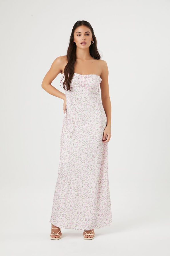 Satin Ditsy Floral Maxi Dress