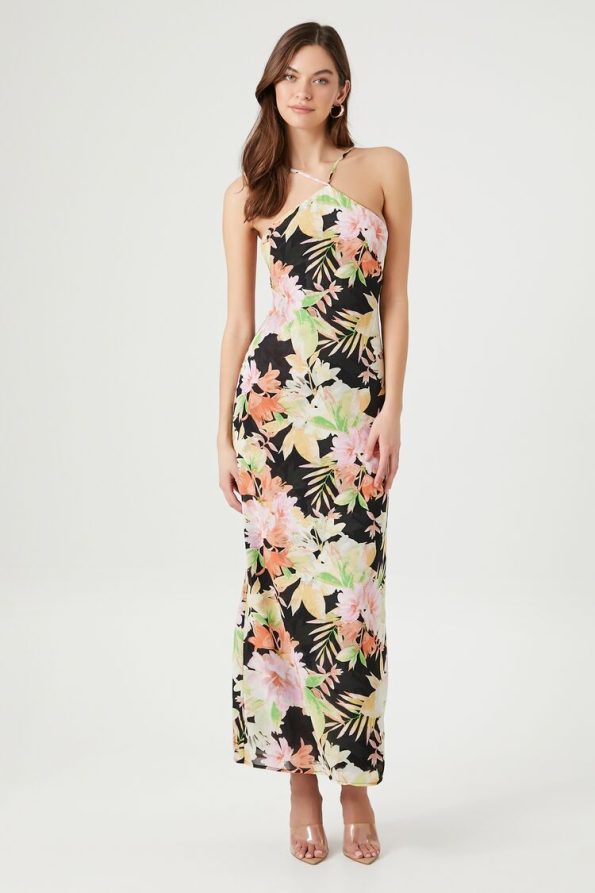 Floral Print Crisscross Maxi Dress