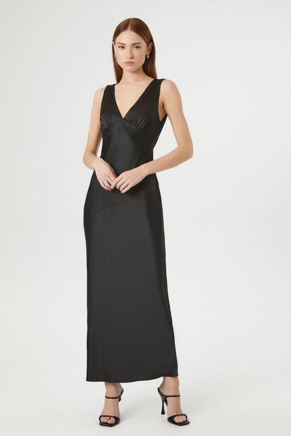 Satin Cowl Back Maxi Slip Dress