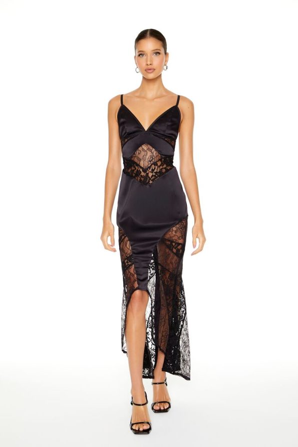 Satin & Lace Maxi Dress