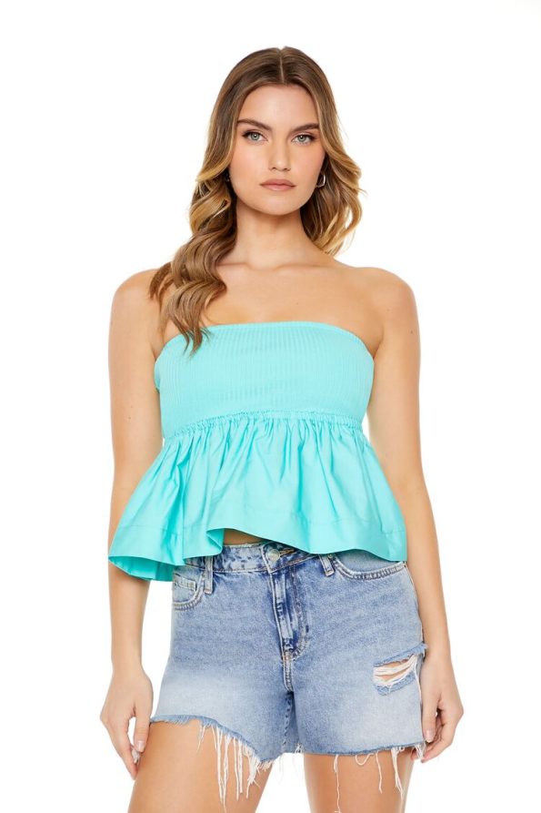 Strapless Peplum Top