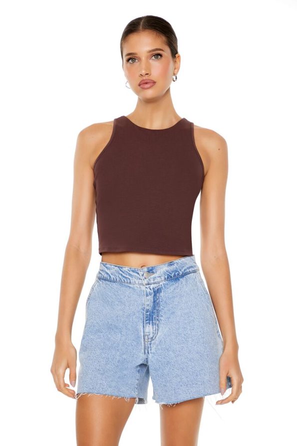Cotton-Blend Cropped Tank Top