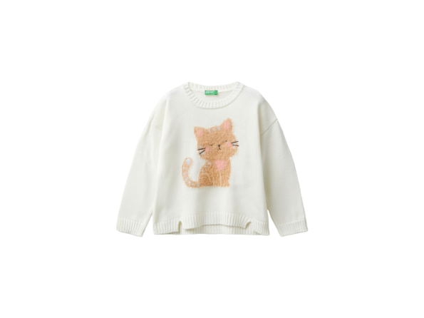 Sweater with cat inlay