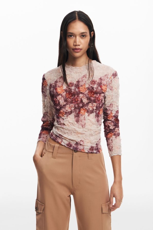 Textured floral blouse