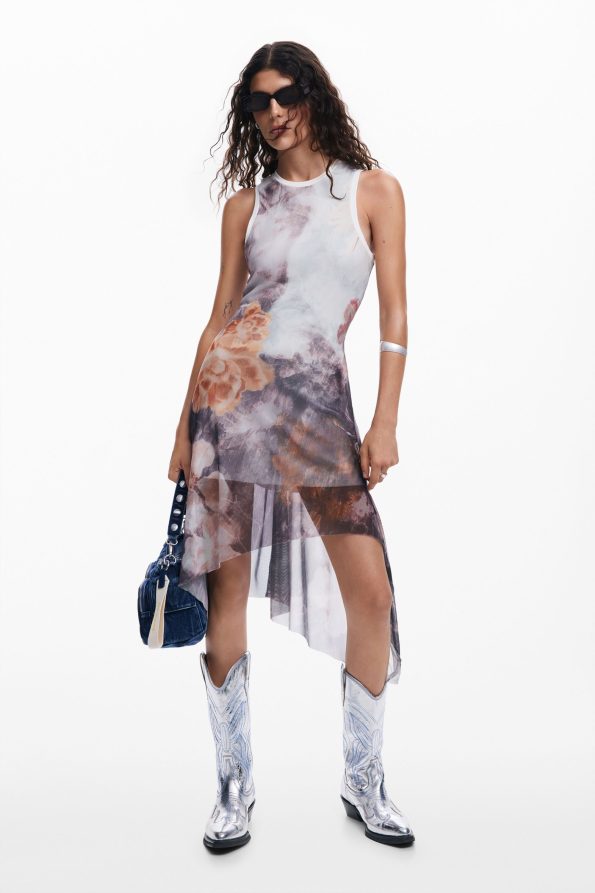 Asymmetric floral dress