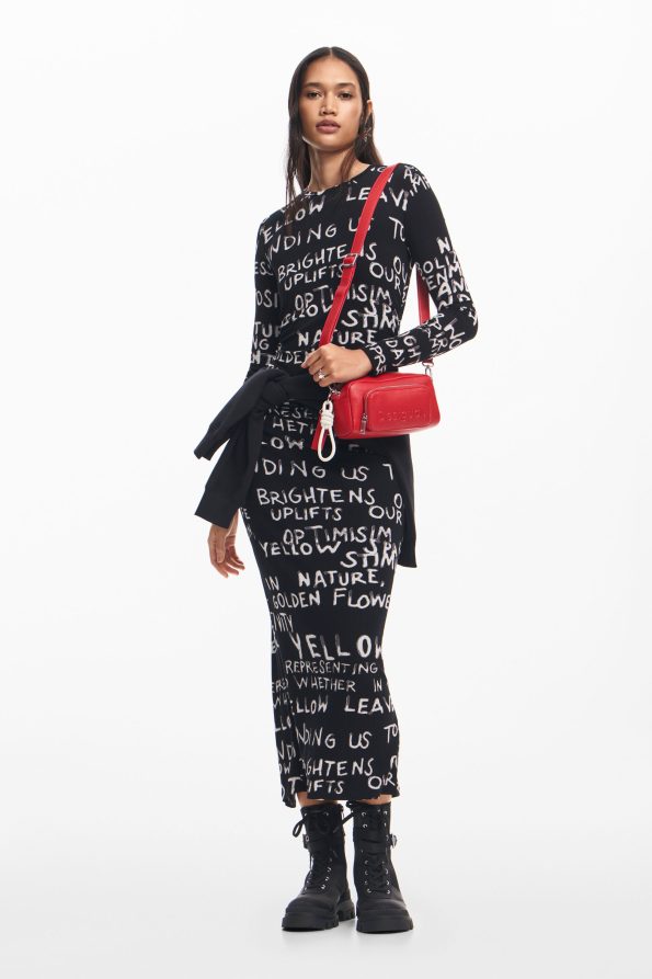 Midi dress with phrases