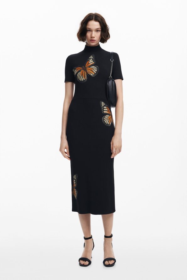 Slim midi butterfly dress