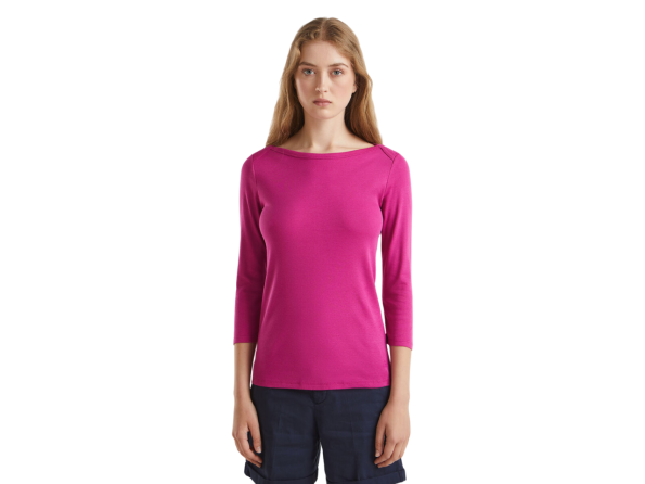 Boat Neck Three Quarter sleeves T-shirt