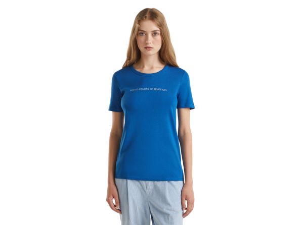 Glitter Print Logo Short Sleeve T-shirt