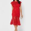 Flutter Sleeve Lace Insert Dress
