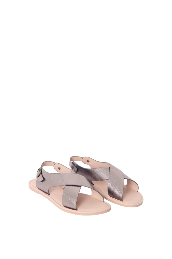 Shiny Flat Cross Sandals