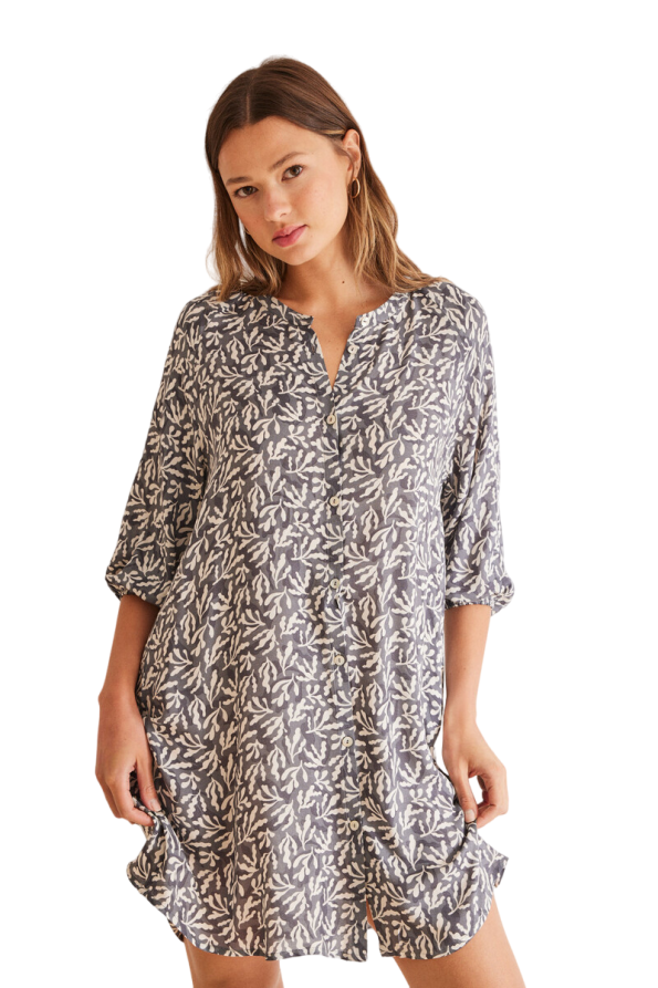 Midi Sleep Shirt With Seaweed Print