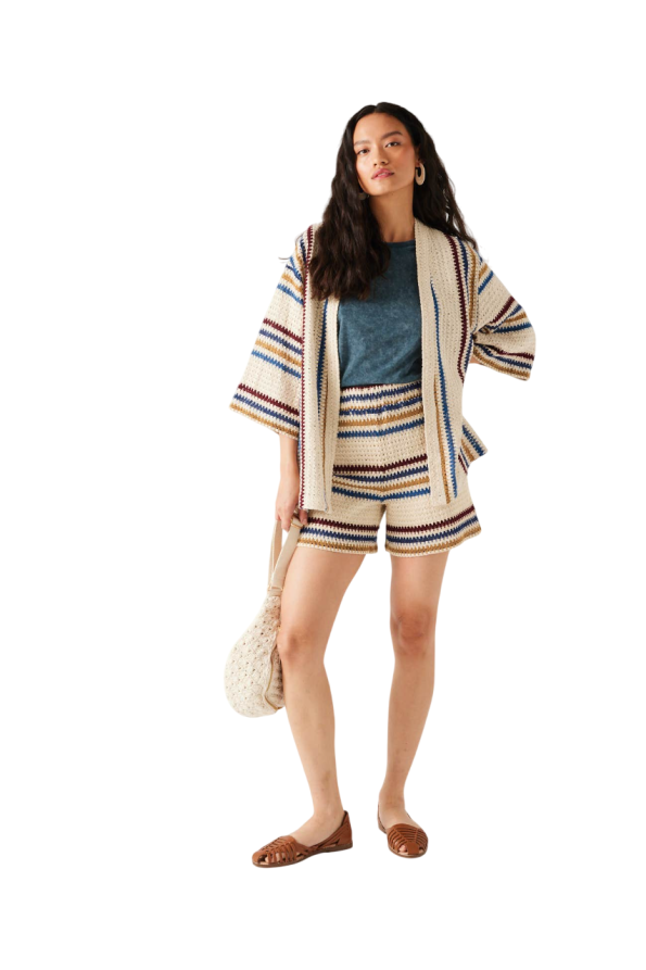 Striped crochet shorts