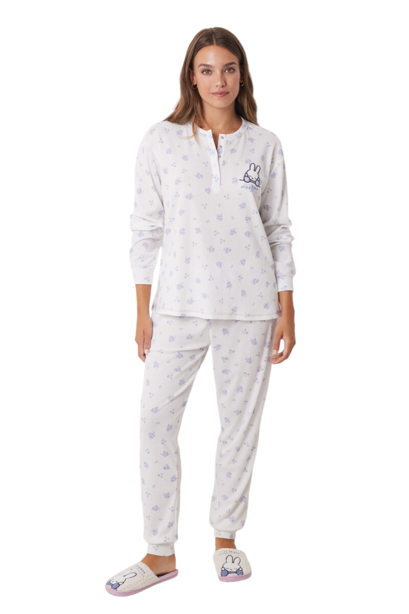 Miffy Flower Waffle Long Pajamas Set