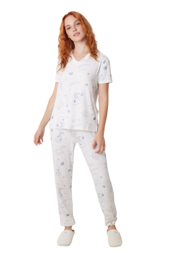 Ribbed Short Sleeve Pajamas Set