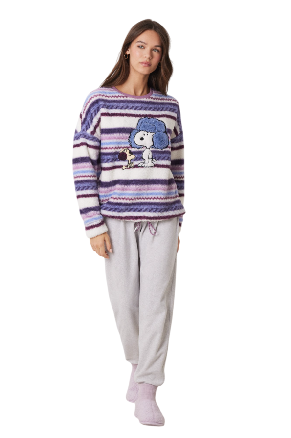 Snoopy Striped Long Pajamas Set