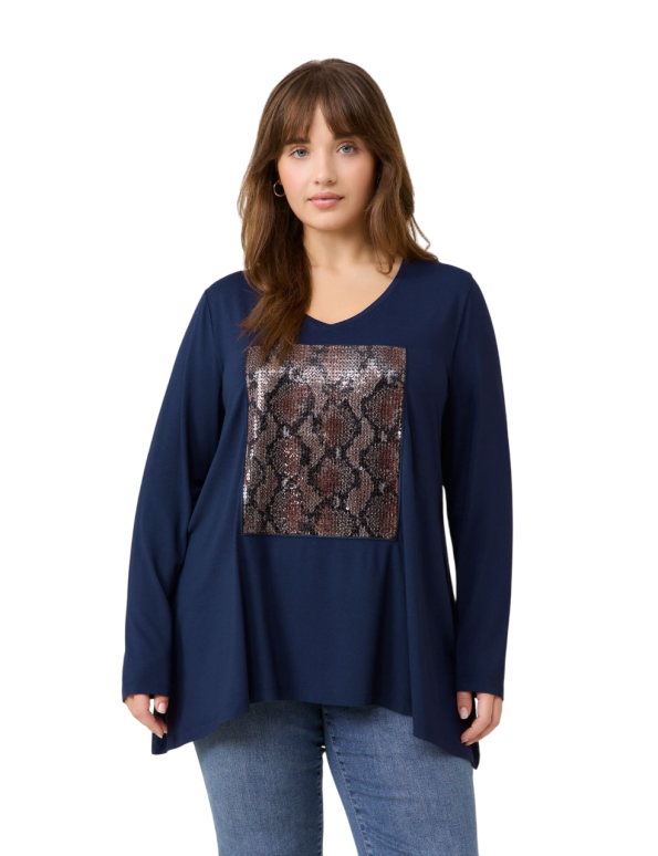 Sequin Appliqué Flared T-Shirt