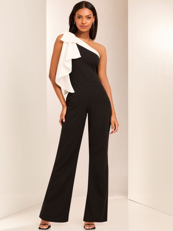 One Shoulder Bow Jumpsuit