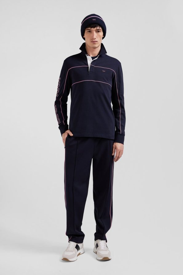 Long-sleeved with piping embroidery