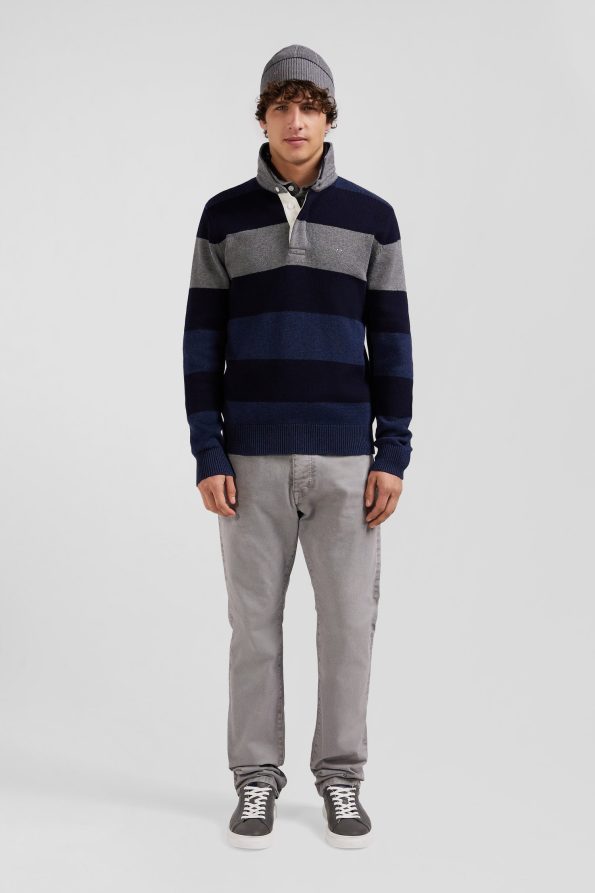 Regular fit striped jersey collar sweater