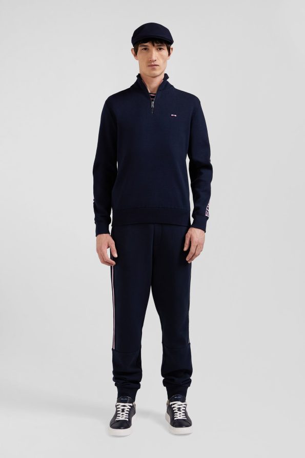 semi-zipped jumper with jacquard details