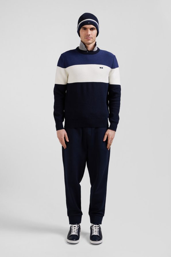 crew neck sweater with mesh play