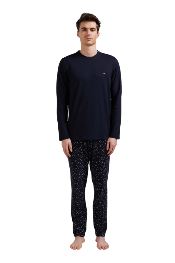 long pajamas with micro-patterned pants