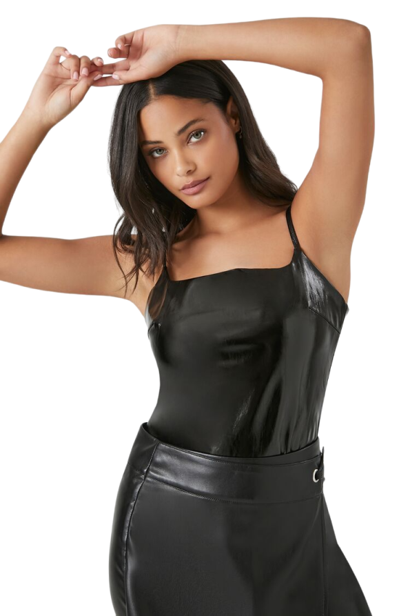 Faux Patent Leather Bodysuit