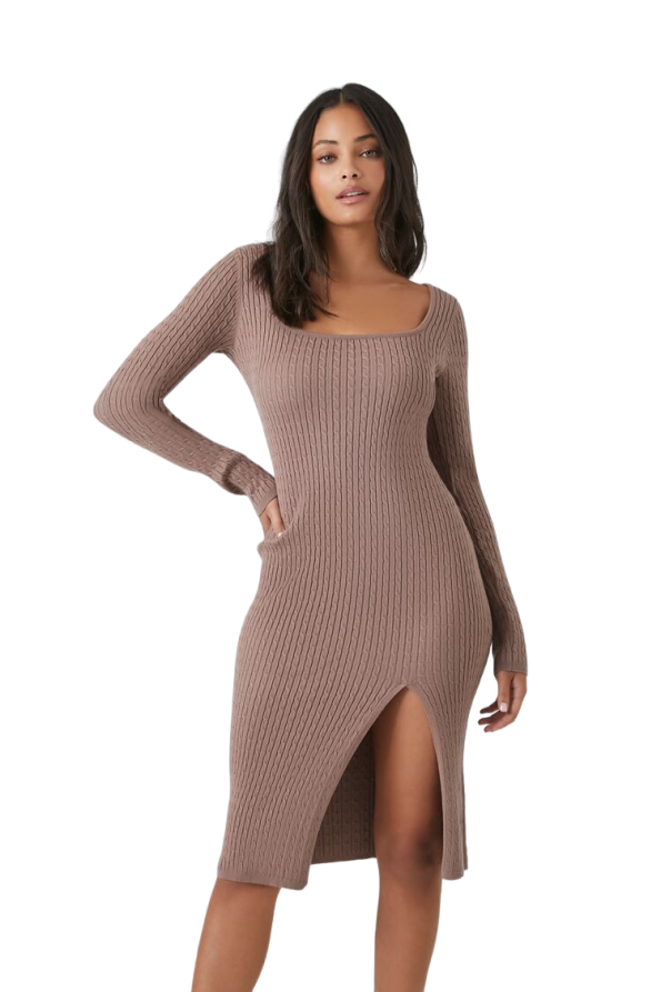 Cable Knit Sweater Midi Dress