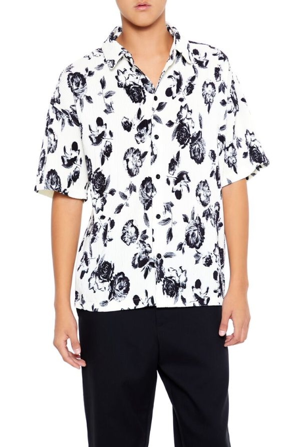Plisse Rose Print Shirt