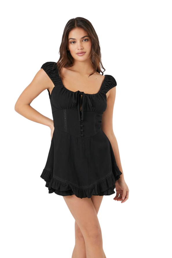 Flounce Bow Mini Dress