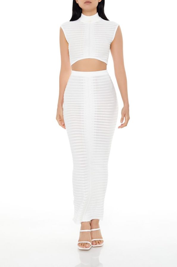 Sweater-Knit Crop Top & Maxi Skirt Set