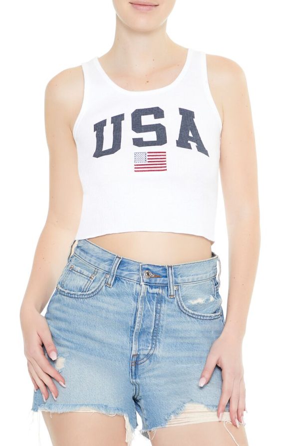 USA Graphic Cropped Tank Top