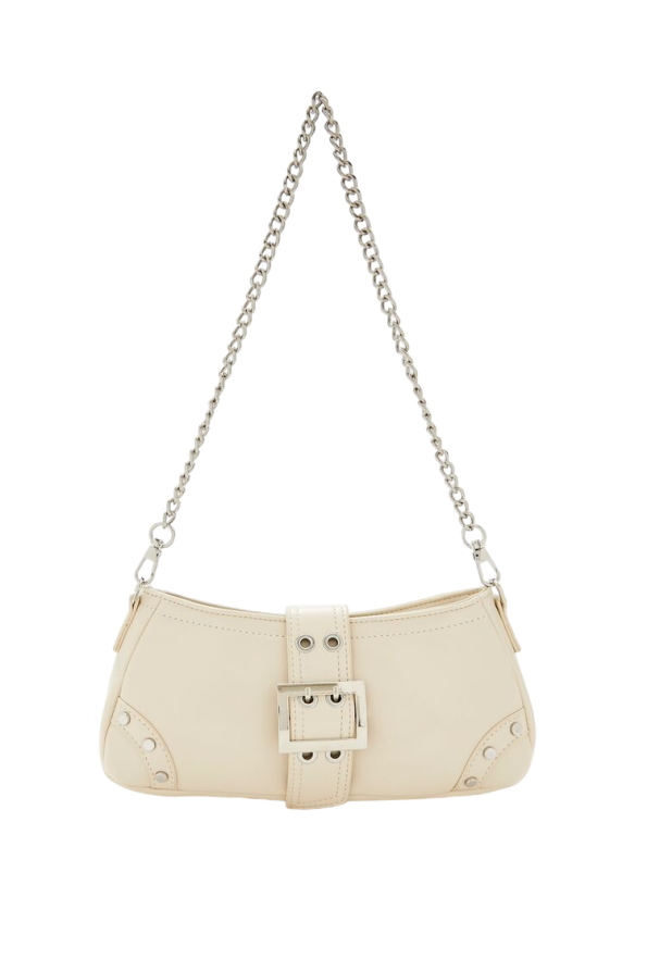 Buckled Faux Leather Shoulder Bag