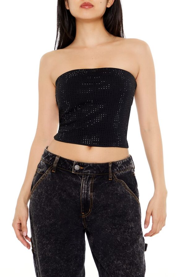 Rhinestone Tube Crop Top