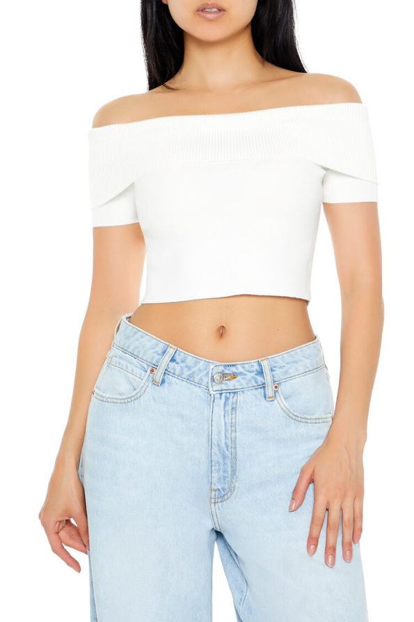 Sweater-Knit Off-the-Shoulder Crop Top