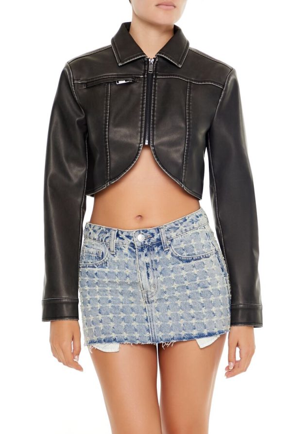 Hallie Crop Faux Leather Jacket