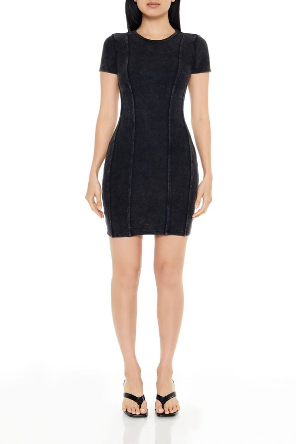 Ribbed Knit Mini T-Shirt Dress