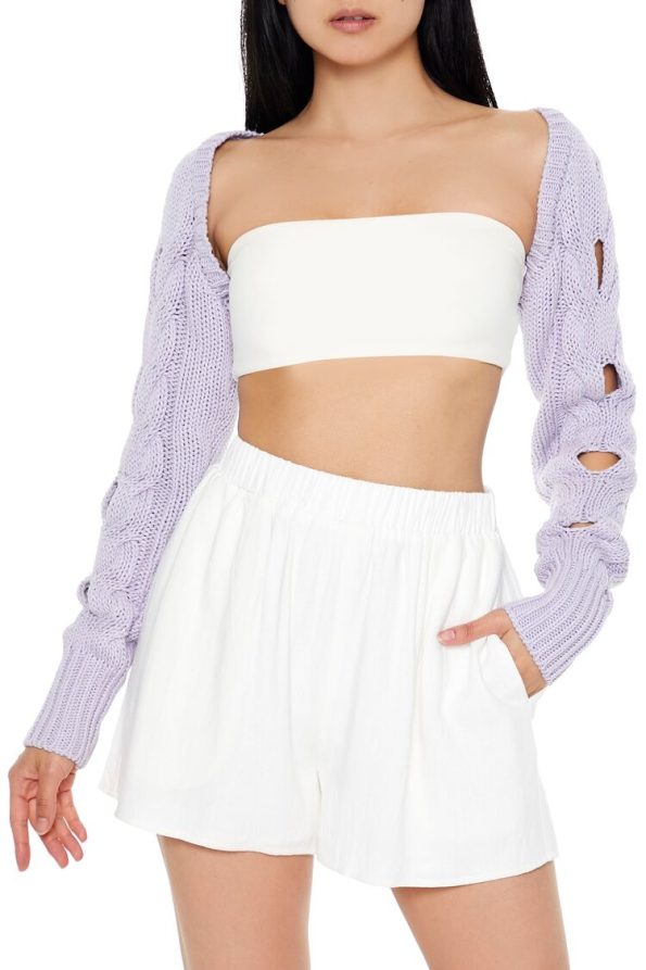 Cutout Cable Knit Shrug Sweater