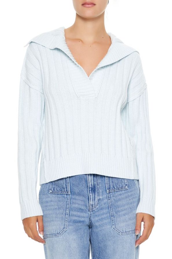 Ribbed Knit Foldover Sweater