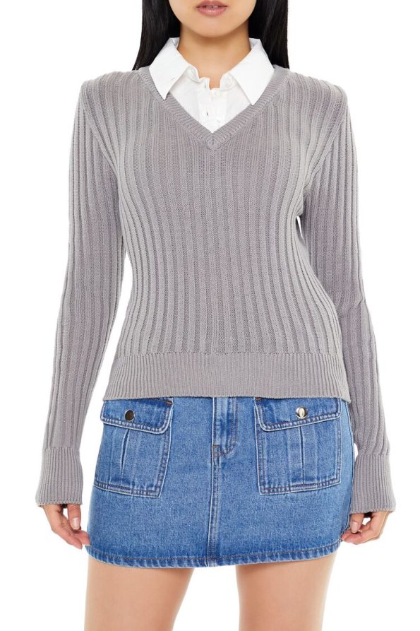 Ribbed Sweater Combo Top