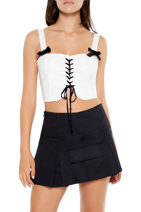 Lace-Up Bow Crop Top