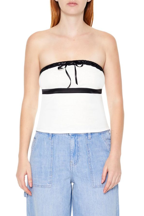 Ribbon-Trim Bow Tube Top