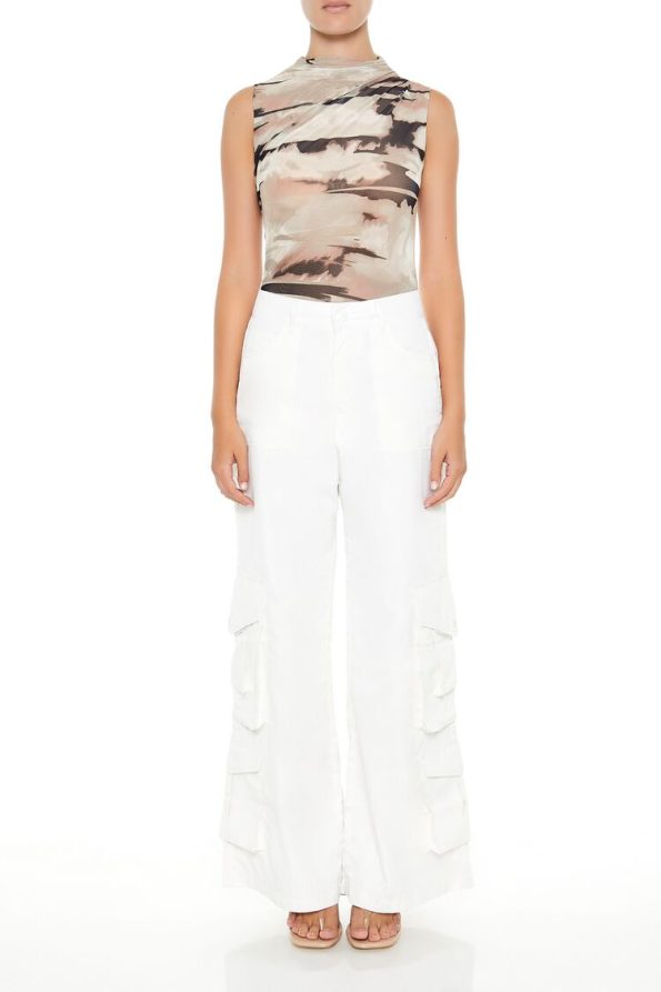 Abstract Print Mesh Bodysuit