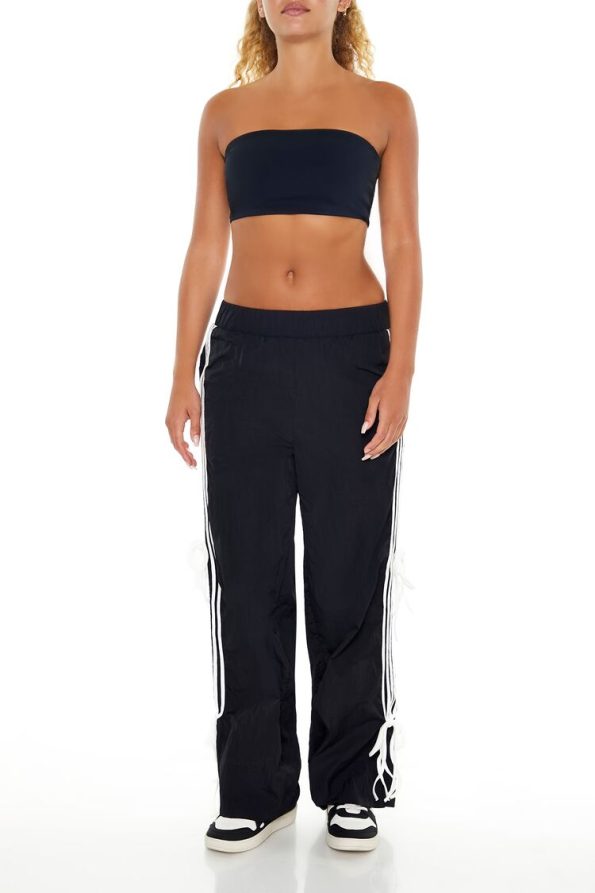 Mid-Rise Striped Bow Sweatpants